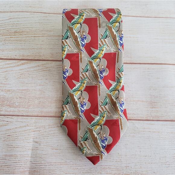 Renoma Paris 100% Silk Wind Surfing Print Tie - Picture 2 of 7